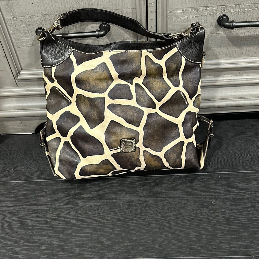 Dooney & Bourke Giraffe Print Shoulder Bag - Black and Brown